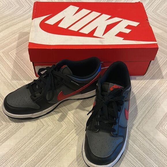 Nike Youth Dunk Low GS Black Grey Red & Blue Sneakers - Size 7Y